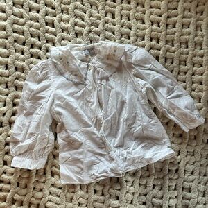 White Blouse with Embroidered Collar